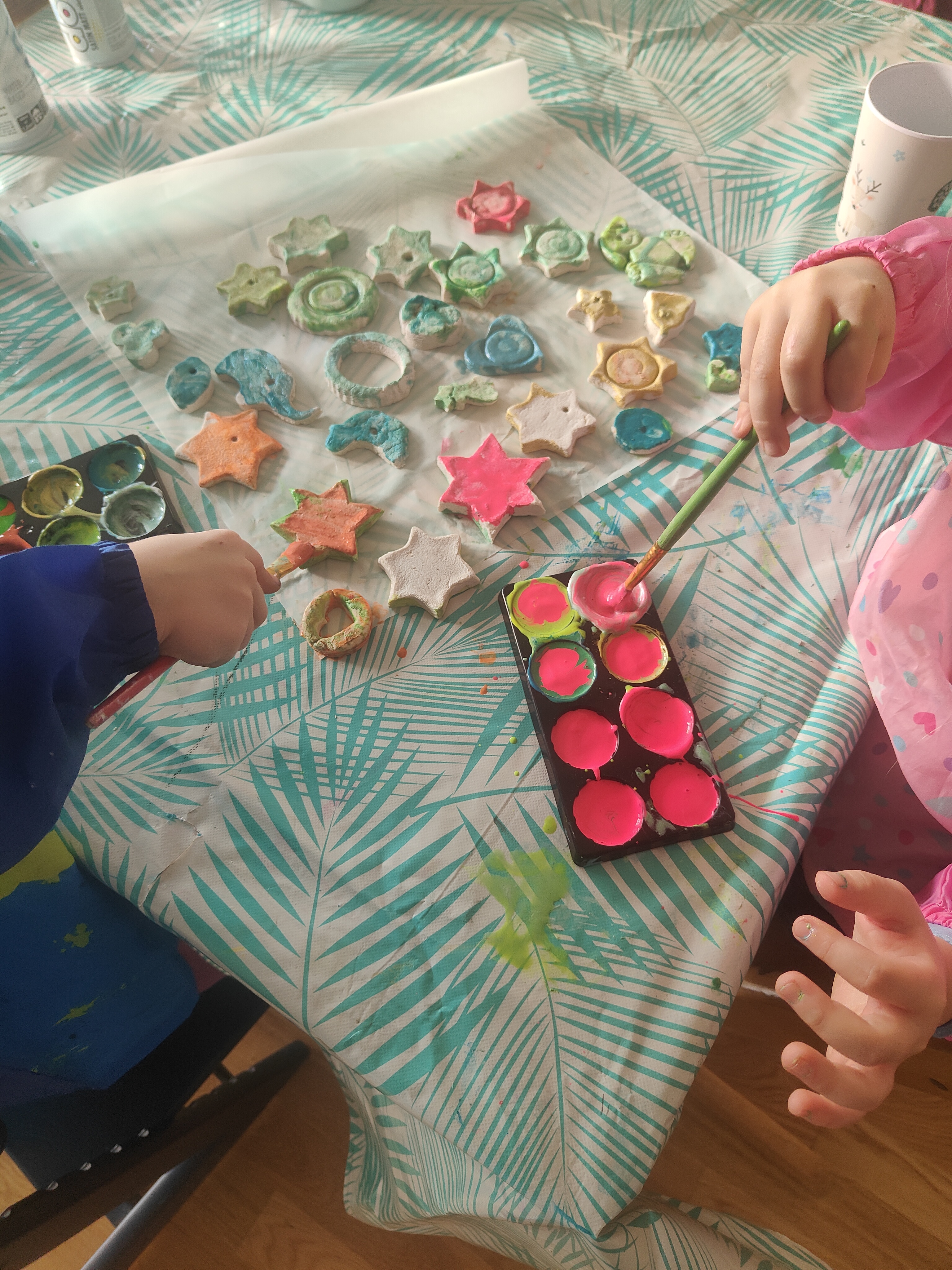Children painting and doing crafts